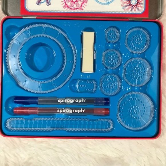 Spirograph Deluxe Set & Travel Spirograph Tin Set w/Bonus Coloring Book Pencils - Picture 15 of 16